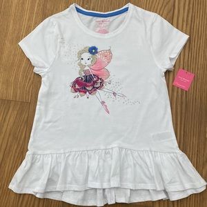 New Isaac Mizrahi Girl Fairy Ballerina White Cotton T-shirt Top Size 10-11